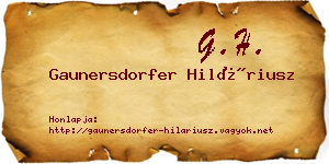 Gaunersdorfer Hiláriusz névjegykártya